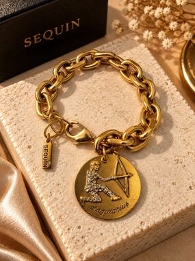 Gold Sagittarius Charm Bracelet for Women